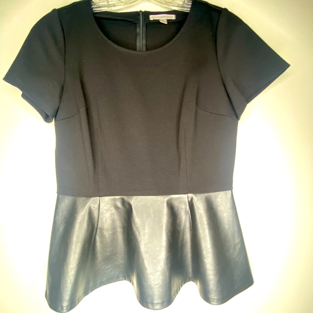 Peplum top with leather